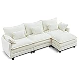 SAMERY Ecksofa Modulares Sofa Couch L Form mit Polsterhocker Big Sofa 3 Sitzer Wohnlandschaft L-Form Eckcouch Schlafsofa Wohnzimmer Schlafzimmer MöBel (Cremeweiß, 287CM - 3 Sitzer)