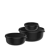Mepal - Mikrowellengeschirr set 3-teilig Lumina - Frischhaltedosen mit Deckel für Kühlschrank, Gefrierschrank, Dampfgarer & Mikrowelle - Aufbewahrungsbox - 250 + 750 + 1500 ml - Nordic black