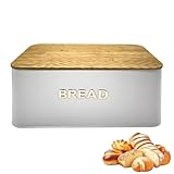 ACAREY Brotkasten Metall 33.5X19X15cm Brotbox mit Schneidebrett Lüftungslöcher für Brotaufbewahrung Frischehaltung von Backwaren (B)
