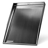 Plancha aus Feinkornstahl 40×30 cm, Grillplatte zum Einbrennen für Gasgrill & Holzkohle – Extrem robust & hitzebeständig, Perfekte Röstaromen, BBQ Plancha mit hohem Rand & Ablaufschlitz