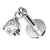 AZARIO LONDON G23 Titan Krallen-Set, tropfenförmig, Zirkonia-Stein, baumelndes Design, Push-Fit-Top, 18G, 16G, 6 mm, 7 mm, 8 mm, 9 mm, 10 mm, Lippen-Piercing, Tragus-Piercing, Labret-Piercing, Helix