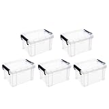 JOINPAYA Kleiner Aufbewahrungsboxen 5 Stück Klare Kunststoffboxen mit Griff für Kosmetik und Schmuckaufbewahrung Zuhause und Büro