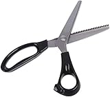 Zackenschere Stoffschere Zick Zack Schere für Hobbyschneider Edelstahl Stoffe Schneiderschere Profi Papierschere Bastelschere, schwarz