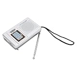 AMORFM Tragbares Taschenradio, elegantes klassisches Design, Radio mit Batterien, silbergrau, für Zuhause, Wandern, Radfahren, Reisen