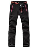 VERTAST Damen Wanderhose Warm Gefüttert Winddicht Winter Softshellhose Skihose Snowboardhose Trekkinghose Outdoorhose zum Wandern und für viele Outdoor-Aktivitäten, Schwarz Rot, S