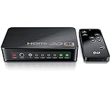 CSL - HDMI 2.0 Verteiler 4k 60Hz - 5 Port Switch mit Fernbedienung - 2.0b Ultra HD 4096x2160 3840x2160 - HDR - 3D Ready - HDCP - 48 Bit Deep Color - automatische Umschaltung - Alu Schwarz