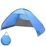 Strandmuschel Pop Up Strand Zelt, Wurfzelt Strand 200x130x125cm, Strandzelt Sonnenschutz Windschutz Camping Zelt Für 3-4 Personen, Campingzelt Für Beach Garten Picknick Angeln Camping Zubehör (Blau)