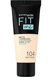 Maybelline New York Make Up, Fit Me. Matte + Poreless Make-Up Nr. 104 Soft Ivory, Mattierend und porenverfeinernd, Alle Hauttypen, 30 ml
