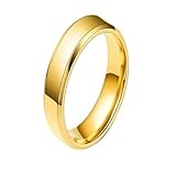 BCughia Modeschmuck Ringe, Zierlicher Ring Gold Rostfreier Stahl 4mm Komfortables Passformdesign Hochzeit Ringe Damen Größe 62(19.7)