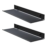 DecorDwell Wandregal 40 cm, Metall Schwimmende Regale für Bücher Deko Gewürzflaschen DVD, 2er Set Duschablage Ohne Bohren, Bücherregal Wandmontage, Wandablage Badezimmer Küche Wohnzimmer (Schwarz)