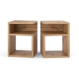 MRBLS Nachttisch 2er Set Boxspringbett Nachtschrank Nachtkommode Modern Möbel ohne Schubladen für Ihr Schlafzimmer, Wohnzimmer Beistelltisch Einfacher Sofatisch (Wotan) – 32 x 40 x 30 cm (B/H/T)