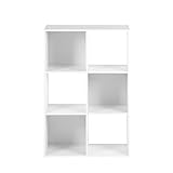 GOKHOMX Bibliothek mit 6 Fächern, Möbelbox, weiß, Schrank für Wohnzimmer, Schlafzimmer, Büro, 62 x 29,5 x 93 cm