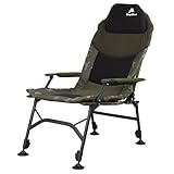 CampFeuer Angelstuhl Camouflage olivgrün | Höhenverstellbarer Campingstuhl | Faltbarer Karpfenstuhl | Outdoor Travelchair für Camping, Zelten, Angeln | Fischerstuhl klappbar, Carp Chair, Angelliege