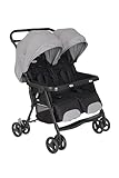 Graco DuoRider™ Doppel-Kinderwagen, Geschwisterwagen, ab Geburt bis ca. 3 Jahre (15 kg), leicht, schnell zusammenklappbar, freistehend, großer Staukorb, inkl. Regenverdeck, grau, Steeple Gray