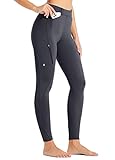 WILLIT Damen Reithose Reitleggings Vollbesatz Silikon Reithose High Waist Stretch Reithose mit Reißverschlusstasche Gürtelschlaufen Dunkelgrau M