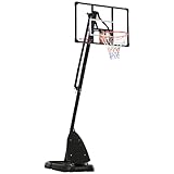 SPORTNOW Basketballständer Höhenverstellbarer Basketballkorb mit Ständer, Rollen, 293-350 cm Basketball-Backboard Ständer, Basketballanlage für Kinder und Erwachsene, Stahl