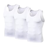 HYCOPROT 3 Pack Kompressions Tank Tops für Herren, Atmungsaktives Ärmelloses T-Shirt Quick Dry Unterhemd Funktionsshirt Achselshirts für Fitness Gym (L, Weiß)