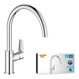 GROHE StartEdge, Küchenarmatur mit hohem Auslauf (Wasserhahn für die Küche, 360° schwenkbar, Spültischarmatur mit Keramikkartusche und langlebiger Oberfläche, werkzeugfreie Montage), chrom, 30529001