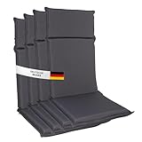 Albatros Gartenstuhl Sitzauflage 4er Set Gartenstuhlauflagen Sitzpolster Sitzkissen Outdoor Anthrazit 106x45cm, Hochlehner Auflage UV Beständig wasserabweisend geeignet für Klappstühle