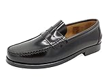 MARTTELY Herren Business Schuhe Leder Slipper Rahmengenäht Ledersohle Penny Loafer Anzugschuhe Slip-On Halbschuhe klassisch elegant Schwarz Größe 43 EU