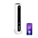 Klarstein Polar Tower Smart Ventilator Mit Wasserkühlung – 4-in-1 Luftkühler, Luftbefeuchter & Reiniger, 7L Tank, WiFi & App Steuerung, 3.306 m³/h Luftdurchsatz, Timer, Mobil, Weiß