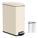 SONGMICS Mülleimer Küche, Abfalleimer aus Edelstahl, Inneneimer aus Kunststoff, mit Deckel, Softclose, 51 x 26 x 63 cm, LTB510A02