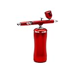 Farbsprühgerät, Airbrush-Kompressor Komplette multifunktionale tragbare persönliche Sauerstoff-Spritzpistole Auto Start und Haltestelle Funktion Hobbykosmetik,Gleichmäßiges Sprühen(Part A Red)