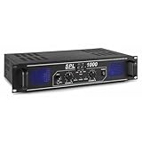Skytec SPL1000 2.0Kanäle PA Verstärker Endstufe 1000 Watt, mit 3-Band-Equalizer, 3 Kanal Input, Chinch, AUX, ideal für DJ Boxen, Clubs, Bars und Gastronomie, Schwarz