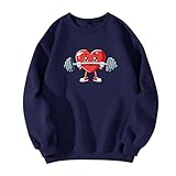 Generisch Slim Fit Print Hoodie Streetstyle Training Kapuzenpullover Freizeit Loose Sweatshirt Fashion Winter Sweatshirts Unisex Mit Taschen Sweatjacke Plus Size Langarm Arbeitspullover（2-Marine,M