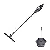 Dutch Oven Deckelheber, 26 cm Deckelheber Griffhaken, Feuertopf Deckelheber, Gusseisen T Stangen zum Heben, für BBQ, Camping, Grill, Lagerfeuer