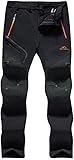 TACVASEN Männer Wasserdicht Outdoor Innenfleece Winterhose Trekkinghose Hikinghose Winterhose Atmungsaktiv Hose (Schwarz, 32)