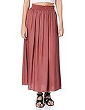 ONLY Damen Maxi Falten Rock | Einfarbiger Plissee Skirt mit Gummizug | Wadenlanges Basic ONLVENEDIG, Farben:Rosa, Größe:M