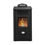 STUFE A PELLET ITALIA California 8 KW WiFi | Pelletöfen Effizienz 91% Heizt 70m² Autonomie 20 Std. Programmierbar WiFi-Steuerung 5 Geschwindigkeiten und Kräfte Kompaktes Design 24 M Garantie Schwarz