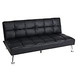 Mendler Sofa HWC-K21, Klappsofa Couch Schlafsofa, Nosagfederung Schlaffunktion Liegefläche 181x107cm - Kunstleder, schwarz