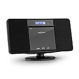 oneConcept V-13 Kompaktanlage - Stereoanlage mit UKW-Radiotuner, Mini HiFi Anlage mit LCD-Display, CD, MP3, USB, AUX-In, Wecker, inkl. Fernbedienung, Wandmontage möglich, mit Bluetooth, schwarz