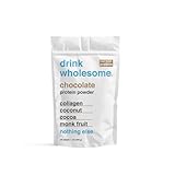 drink wholesome Schokoladenkollagen-Proteinpulver, für empfindlichen Magen, Darmfreundlich, Milchfrei, ohne künstliche Süßstoffe oder Stevia, Fleischfresser, Keto, Low Carb & Paleo, für Kinder und