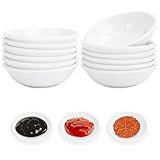 12 Stück Sojasauce Schälchen Weiß, 7,2x2 cm Runde Dip Schälchen Set, Kleine Schälchen für Dips, Saucenschälchen Saucenschalen Sushi Schälchen, Mini Dip Schalen für Saucen, Dips, Gewürze, Snacks, Nuss