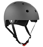 Core Street Stunt-Scooter Skate BMX Dirt Helm + Fantic26 Sticker (Grau Basic, S/M)