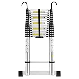 STANEW Teleskopleiter Aluminium 6,2m,Rutschfester Klappleiter Stehleiter Mehrzweckleiter, Abnehmbare Armlehne, Ausziehbare Leiter, Multifunktional Ladder, Maximale Belastbarkeit 150 kg