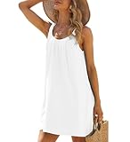 Acramy Damen Strandkleider Sommer Kurz Sommerkleid Bikini Cover Up Strandkleid Strand Kleider (M, Weiß)