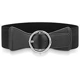 TIESOME 2 Stück Elastischer Taillengürtel für Damen, Damen Breiter Elastischer Taillengürtel mit Gold O-Ring Schnalle für Kleid Damen Mode Dehnbarer Cinch Gürtel