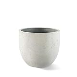 Luca Lifestyle Pflanzkübel Grigio New Egg Pot Creme Weiß Rund Fiberglas *5 Jahre Garantie* - 36x36x31 cm - Premium Qualität - F1359