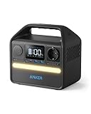 Anker 521 Powerhouse Ladestation, tragbare Powerstation 256Wh, Kompakter Stromgenerator, 200W 5-Anschlüsse, 1 Steckdose, 60W USB-C PD Leistung, LED-Licht, LiFePo4 Akku für Camping & Stromausfälle