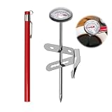 Fleischthermometer Analog 120 cm, Küchenthermometer Edelstahl mit Langer Sonde und Clip, Milchthermometer Barista, Bratenthermometer Grillthermometer, Kochthermometer für Flüssigkeiten