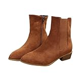 Stiefeletten Chelsea Boots Damen, Westernstiefel Herren Leder: Übergangsstiefel Mit Reißverschluss Elegant Cowboystiefel Mit Absatz Vintage High Heels Biker Boots Motorradstiefel Western-Stiefeletten