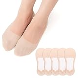 MANZI 5 Paar Füßlinge Damen Unsichtbar Nylon Socken Atmungsaktiv Sneaker Füsslinge Mit Rutschfeste Silikon Ballerina für Loafer Flache Schuhe 38-41 Nackt