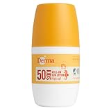 DERMA Sonnenschutz Roll-On Lotion für Baby & Kinder LSF 50 UVA-UVB| Sonnencreme Gesicht & Körper | Nicht-fettende, Wasserfest | Parfümfrei, Hypoallergen Sonnenmilch für Kids | Empfindliche Haut | 50ml