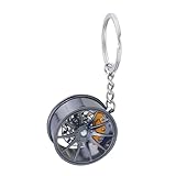 PUCHEN Auto-Naben-Schlüsselanhänger, Autoteil, Auto-Schlüsselanhänger, Radnabenform, Zinklegierung, Schlüsselanhänger für Rucksäcke, Handtaschen, Autoschlüssel, gelb, Refer to description