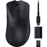 Razer DeathAdder V3 HyperSpeed - Ultra leichte kabellose ergonomische E-Sport Gaming-Maus mit 26K DPI (55g leicht, Soft-Touch-Beschichtung, 100 Stunden Laufzeit, HyperSpeed mit 8K Hz) Schwarz