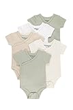 Kindsgard Baby kurzärmeliger Wickelbody trunder - 5er Pack, Größe 68, weiche und hochwertige 100% Bio-Baumwolle - Mix Beige